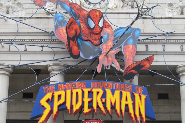 An image of Marvel's Spiderman ride at Universal (Spiderman is a Disney property, BUT there's more to the story)