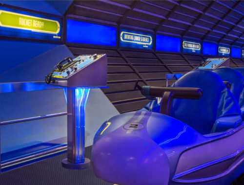 Picture of the ride vehicle at Space Mountain in Magic Kingdom at Disney World.