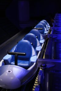 A picture of the Space Mountain seats.