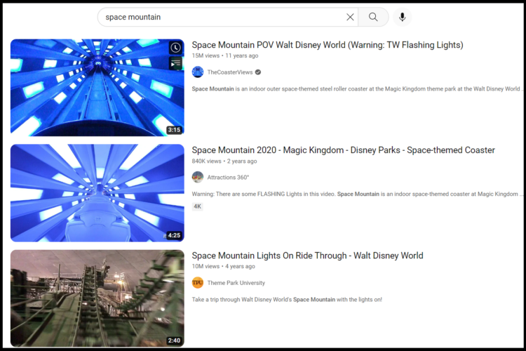 Space Mountain Videos